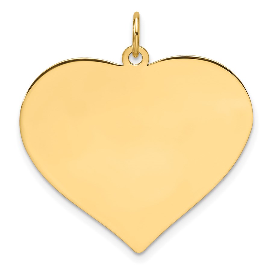 14K Yellow Gold .011 Gauge Engravable Heart Disc Charm - 31.3 mm