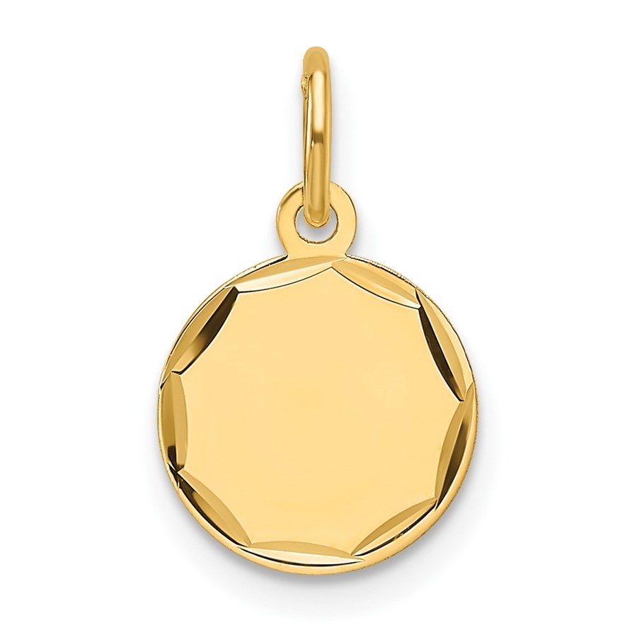14K Yellow Gold .011 Gauge Engravable Round Disc Charm - 15.8 mm