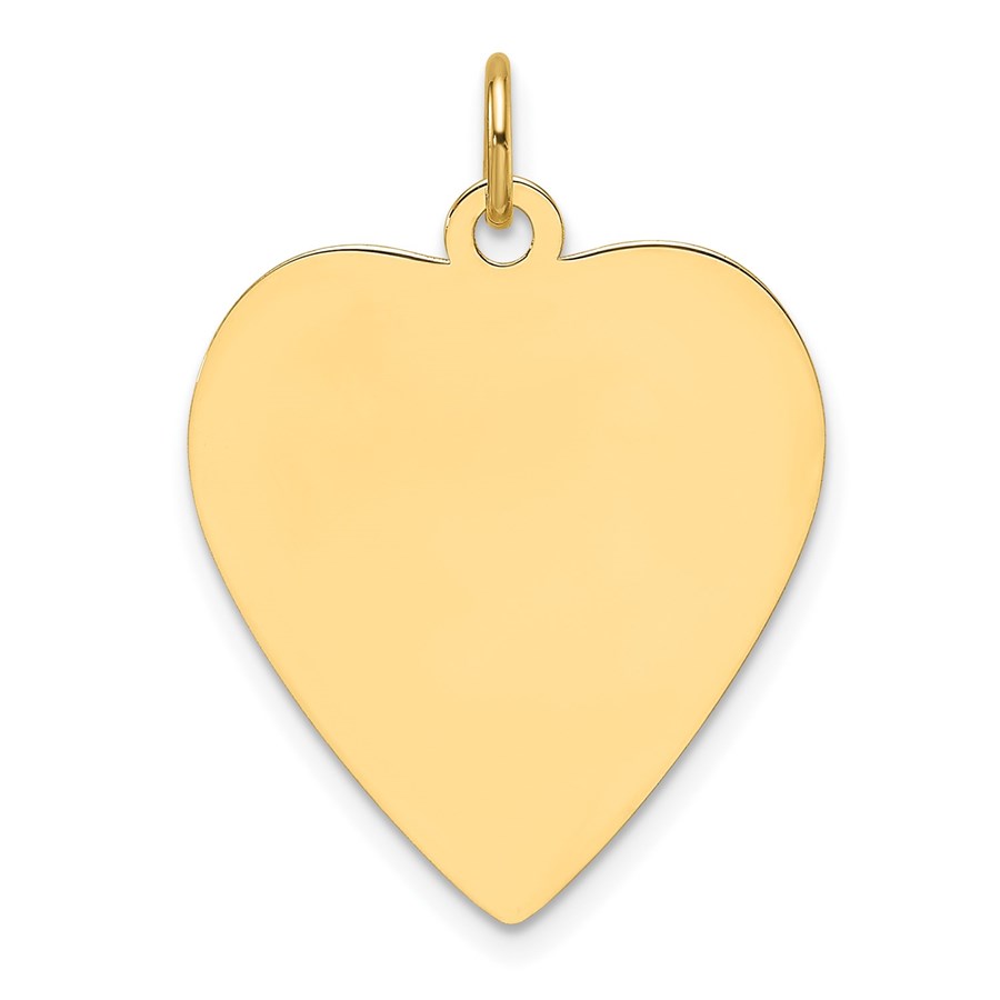 14K Yellow Gold .013 Gauge Engravable Heart Disc Charm - 28.8 mm