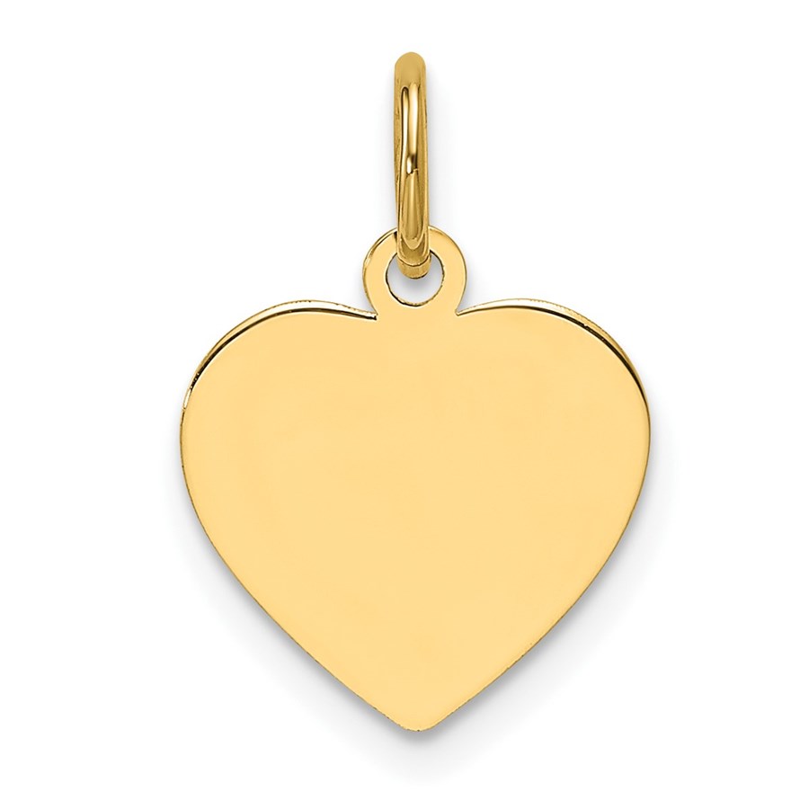 14K Yellow Gold .018 Gauge Engravable Heart Disc Charm - 18.3 mm