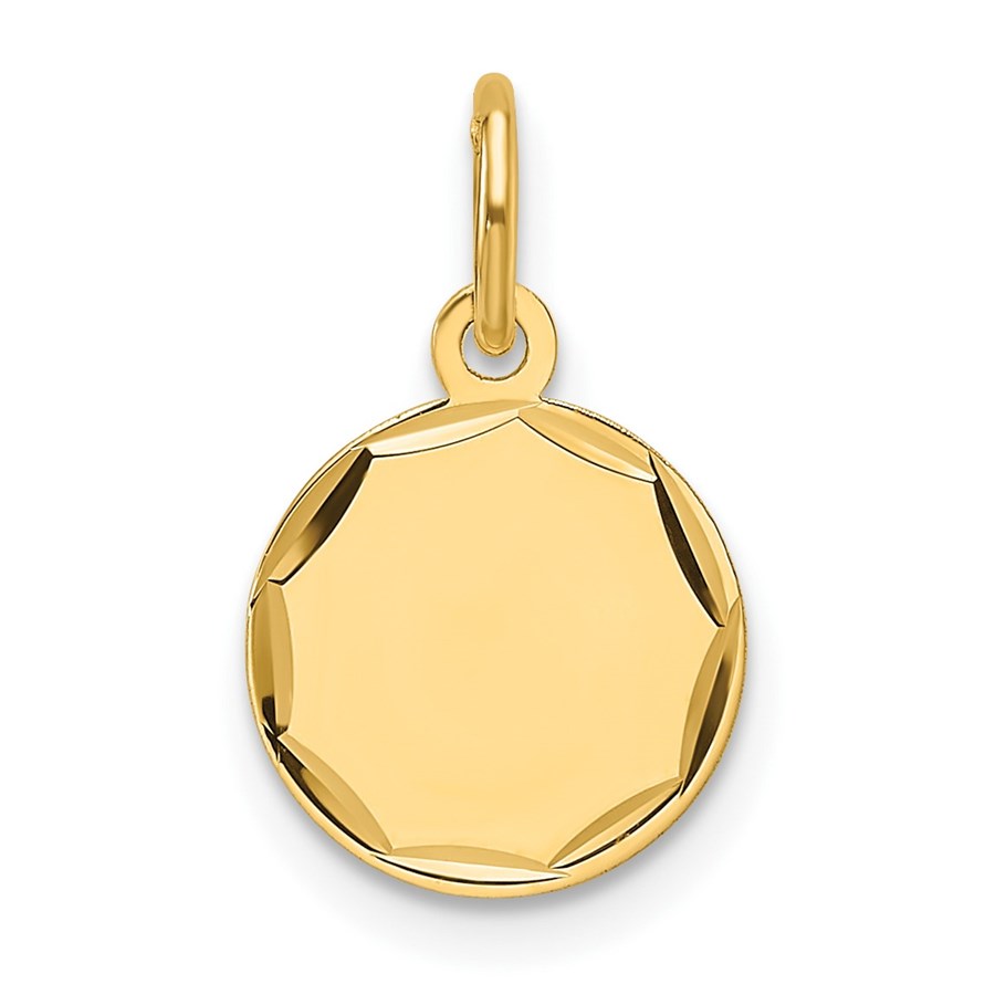 14K Yellow Gold .018 Gauge Engravable Round Disc Charm - 15.8 mm