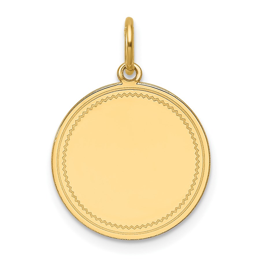 14K Yellow Gold .018 Gauge Engravable Round Disc Charm - 21.2 mm