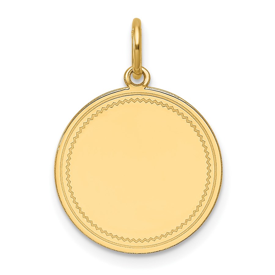 14K Yellow Gold .027 Gauge Engravable Round Disc Charm - 21.2 mm