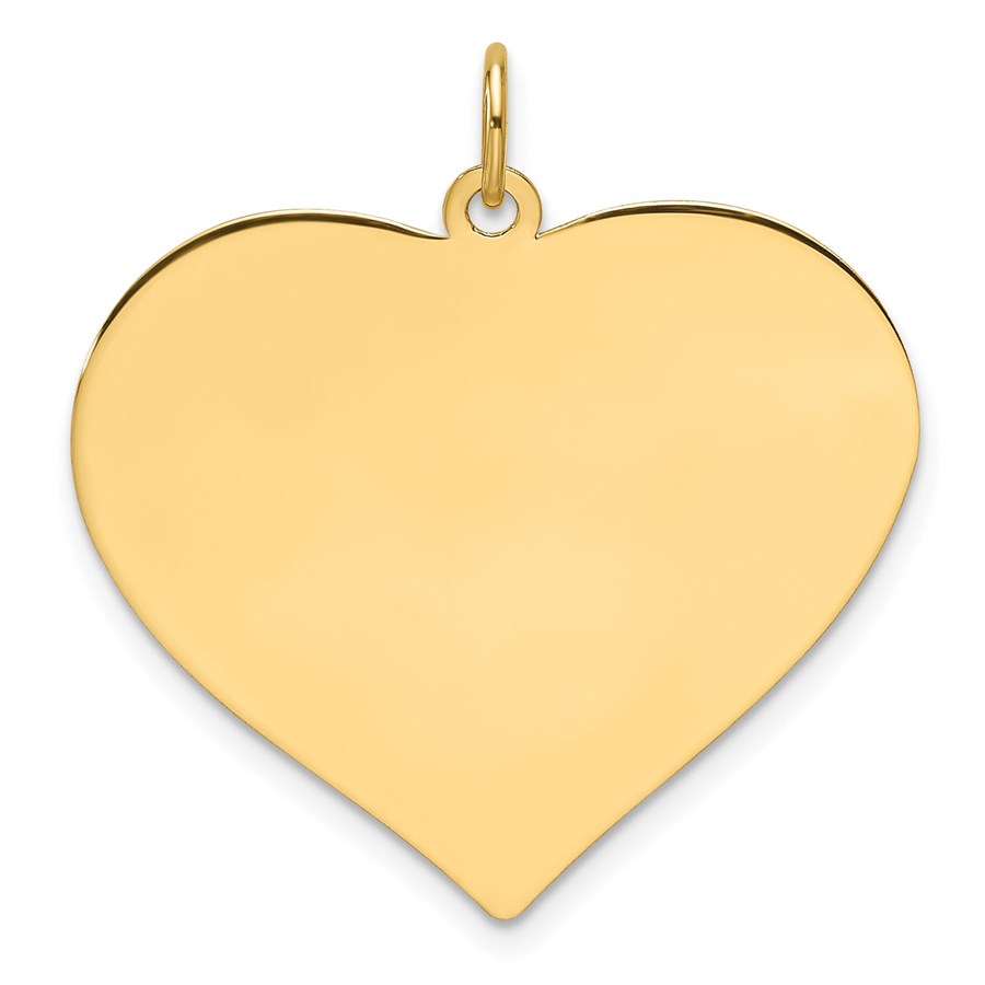 14K Yellow Gold .035 Gauge Engravable Heart Disc Charm - 31.3 mm