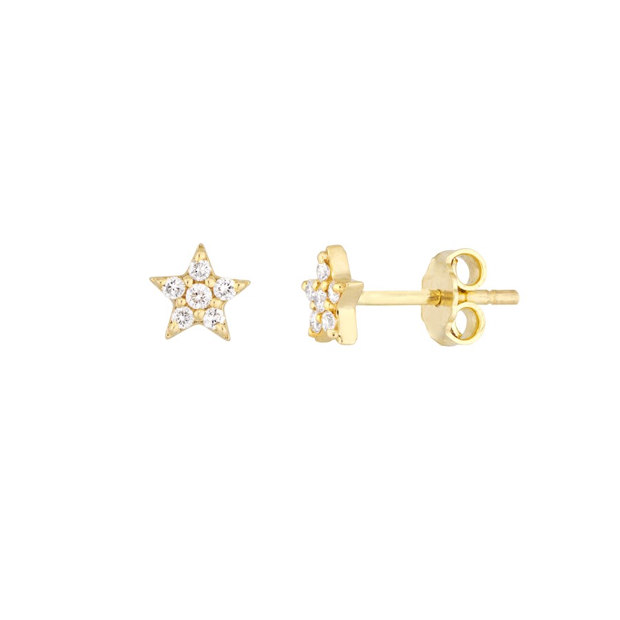 14K Yellow Gold 1/10Ct Dia Star Stud