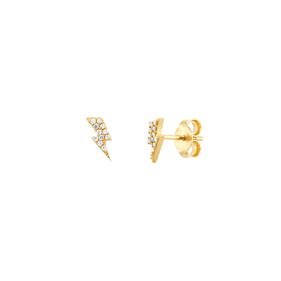 14K Yellow Gold 1/20Ct Dia Thunder Bolt Stud Earring