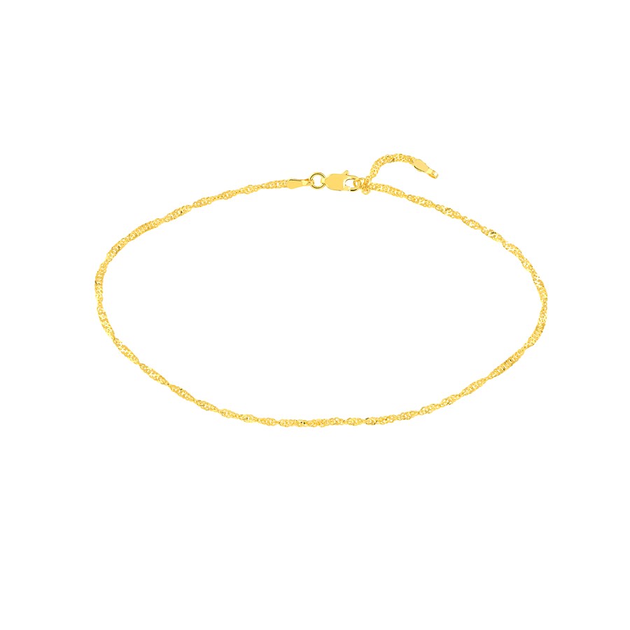 14K Yellow Gold 1.7mm Chain Anklet - Adjustable 9 - 10 in.