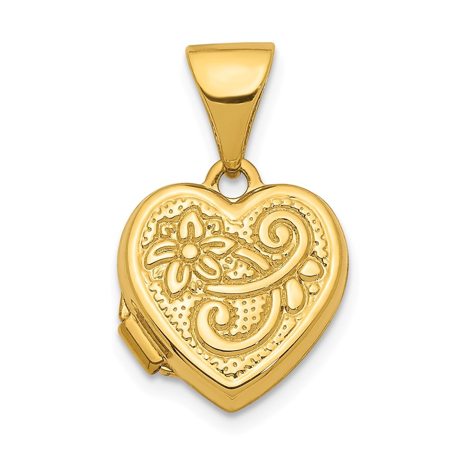 14k Yellow Gold 10 mm Heart Locket Pendant - 16 mm