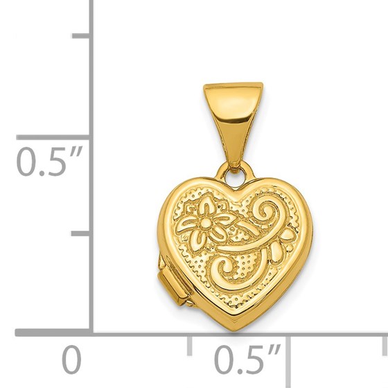 Buy 14k Yellow Gold 10 mm Heart Locket Pendant - 16 mm | APMEX
