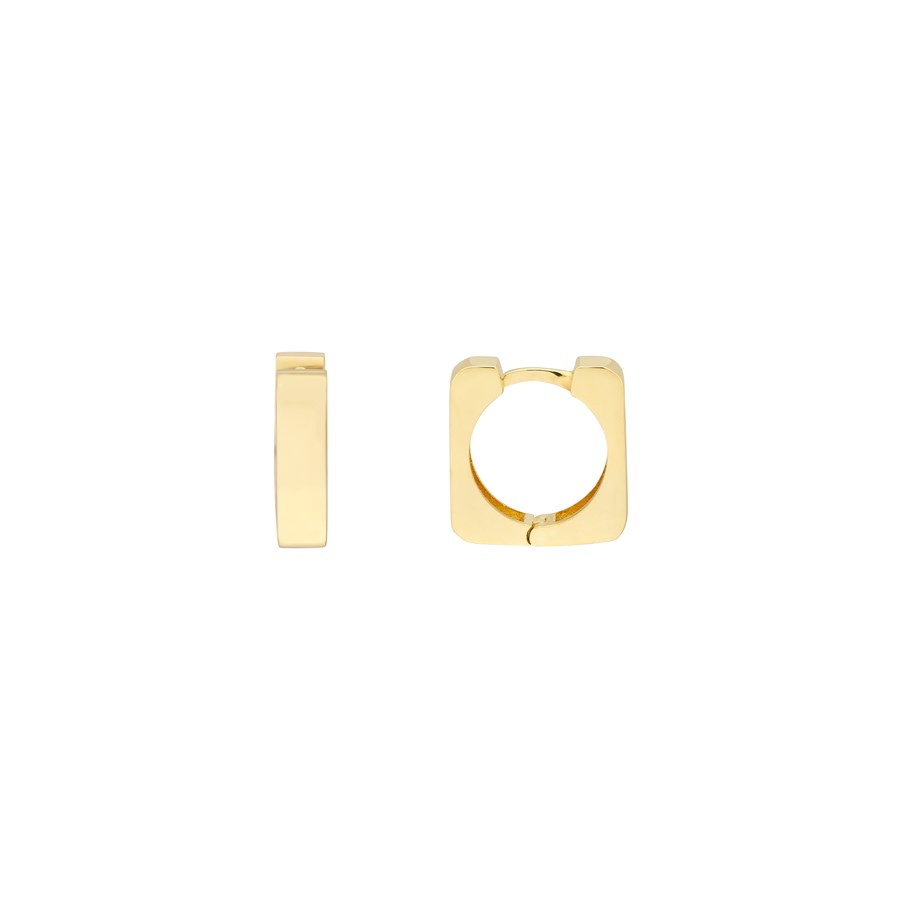 14K Yellow Gold 12.30 mm Medium Square Hoop Earring