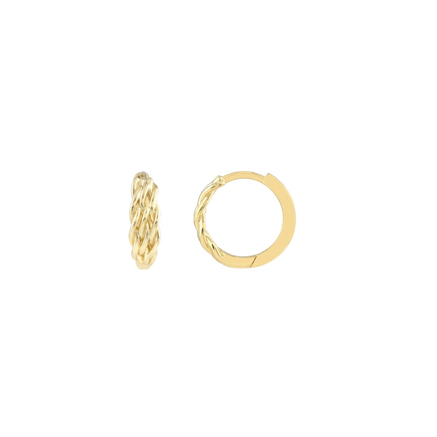 14K Yellow Gold 13 mm 1/2 Basket Weave Hoops