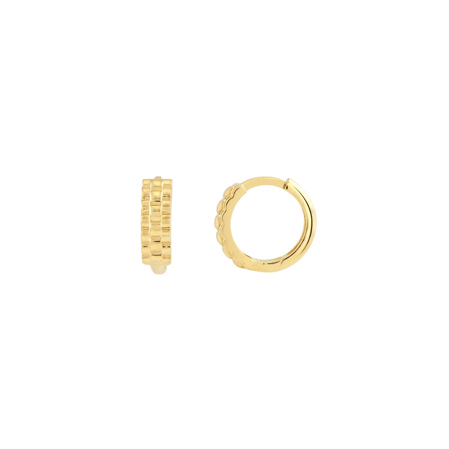 14K Yellow Gold 13 mm 1/2 Square Basket Weave Hoops