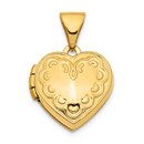 14k Yellow Gold 13 mm Heart Locket Pendant - 19 mm