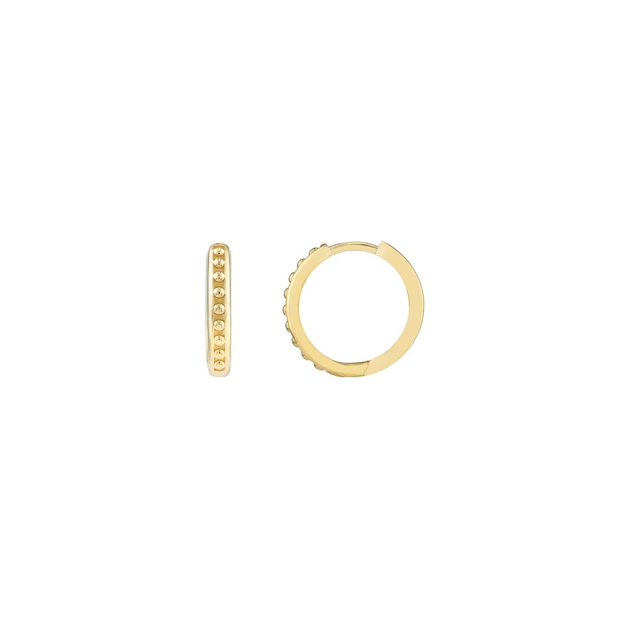 14K Yellow Gold 15 mm 1/2 Channel Beads Hoops