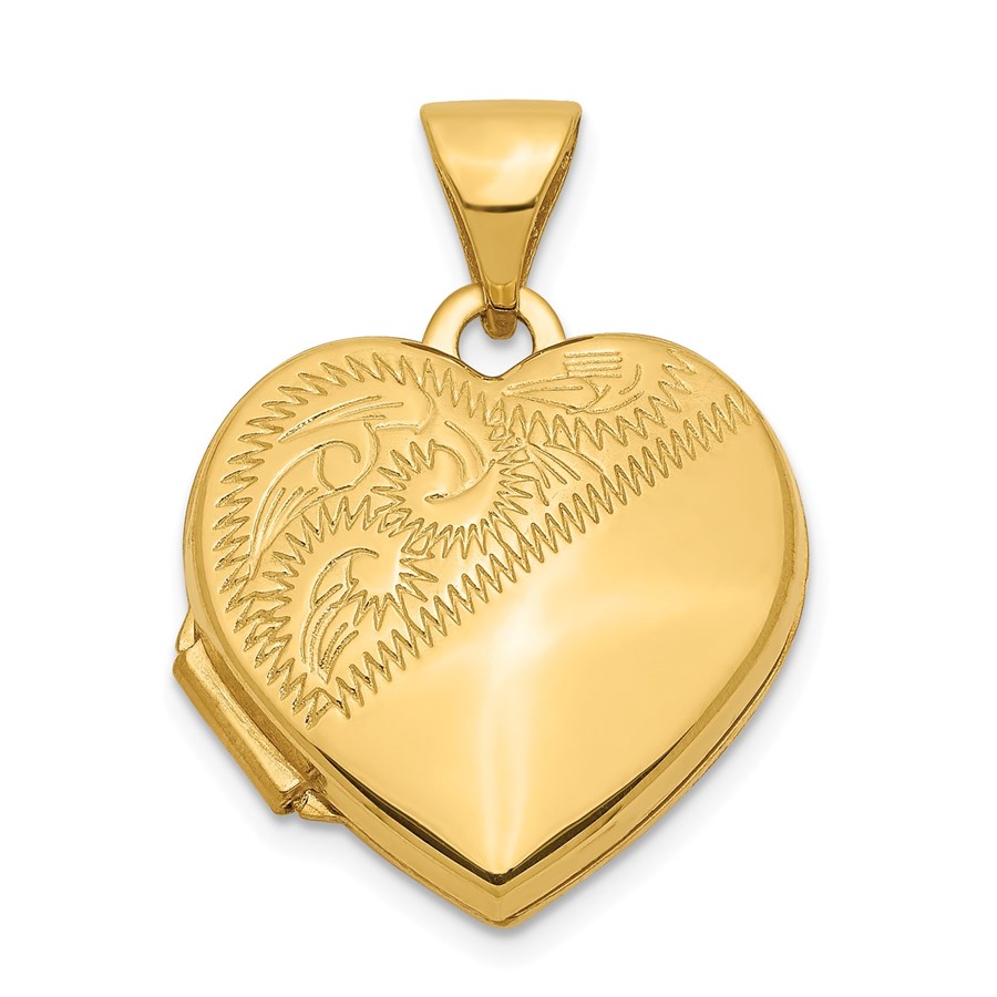 14k Yellow Gold 15 mm Heart Locket