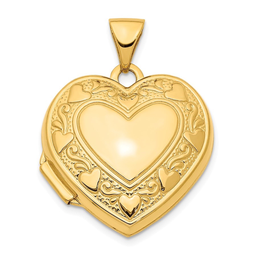 14k Yellow Gold 19 mm Heart Locket Pendant