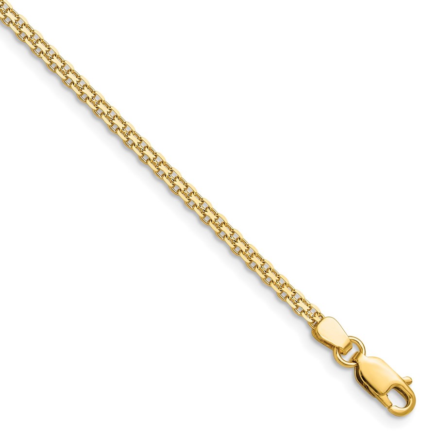 14K Yellow Gold 2.2mm Lightweight Flat Bismark Chain - 8 in.