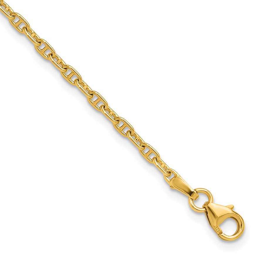 14K Yellow Gold 2.35mm Mariners Link Chain - 8 in.