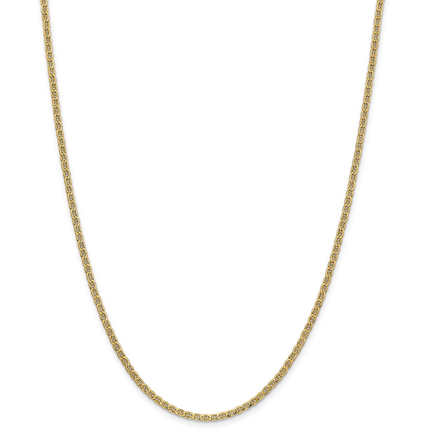 14k Yellow Gold 2.40 mm Semi-Solid Anchor Chain Necklace - 24 in.