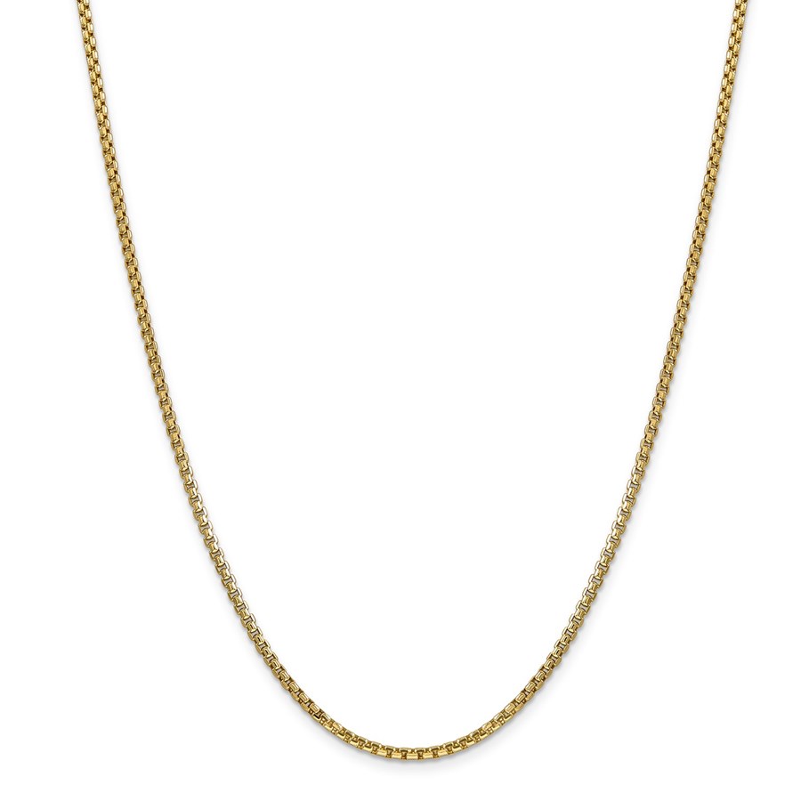 14k Yellow Gold 2.45 mm Hollow Round Box Chain - 30 in.