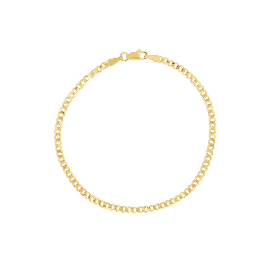 14K Yellow Gold 2.7mm Open Curb Link Bracelet - 7.25 in.