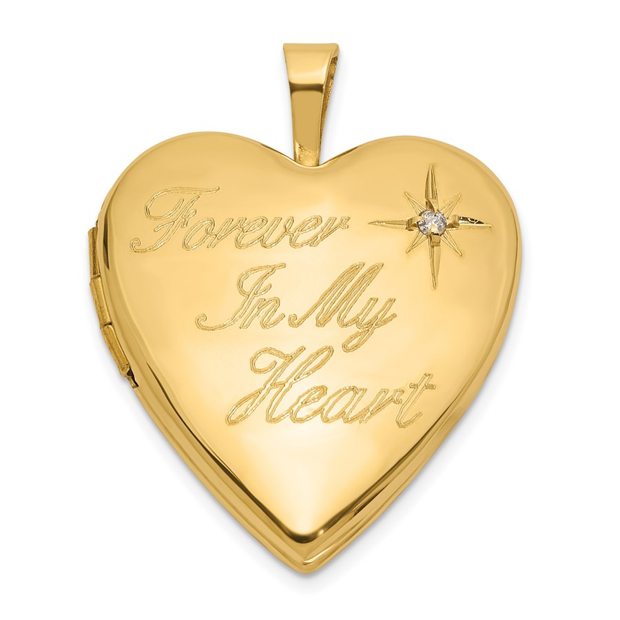 14K Yellow Gold 20mm FOREVER IN MY HEART Heart Locket - 25 mm