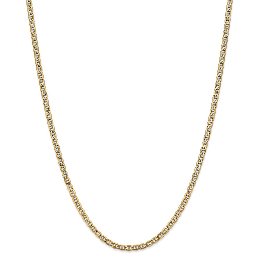 14k Yellow Gold 3.20 mm Semi-Solid Anchor Chain Necklace - 24 in.