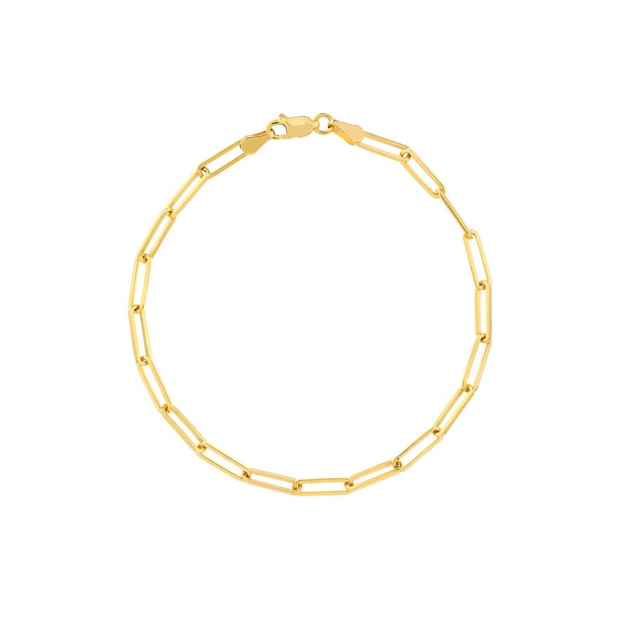 14K Yellow Gold 3.85mm Paperchip Chain Bracelet - 8 in.