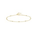 14K Yellow Gold 3 mm DC Bead Station Adj Anklet - 10 in.