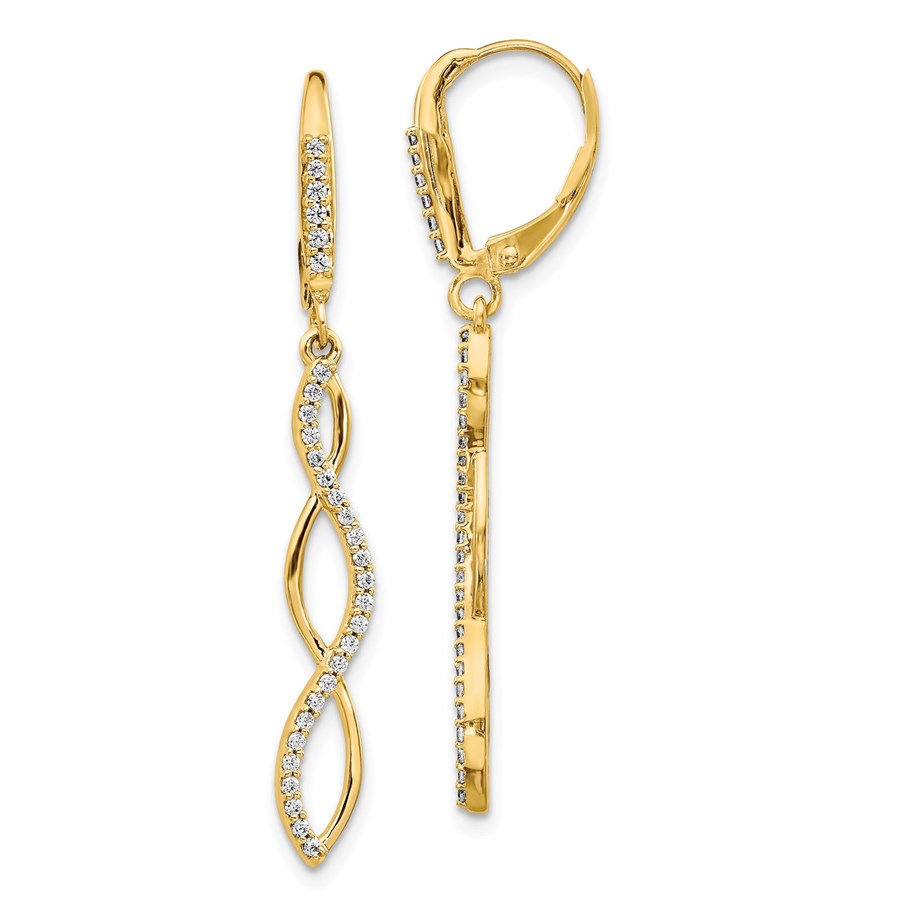 Buy 14k Yellow Gold .308ct Diamond Leverback Earrings - 42 mm | APMEX