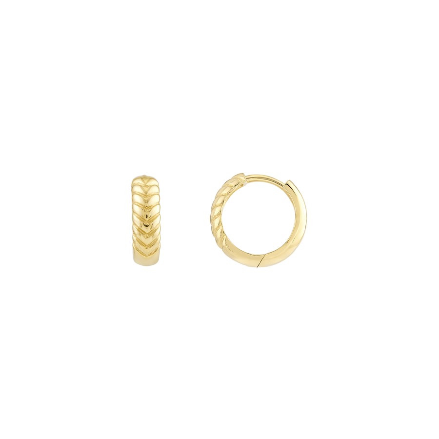 14K Yellow Gold 4 x 13 mm 1/2 Chevron Twisted Hinge Hoops