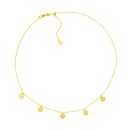 14K Yellow Gold 5 Dangle Disc Choker Slicon Necklace - 16 in.