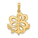 14K Yellow Gold Anchor and Clover Charm - 26.4 mm