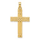 14K Yellow Gold and Grooved Hollow Cross Pendant - 34.4 mm