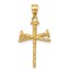 14K Yellow Gold and Textured Nails Cross Pendant - 26.5 mm