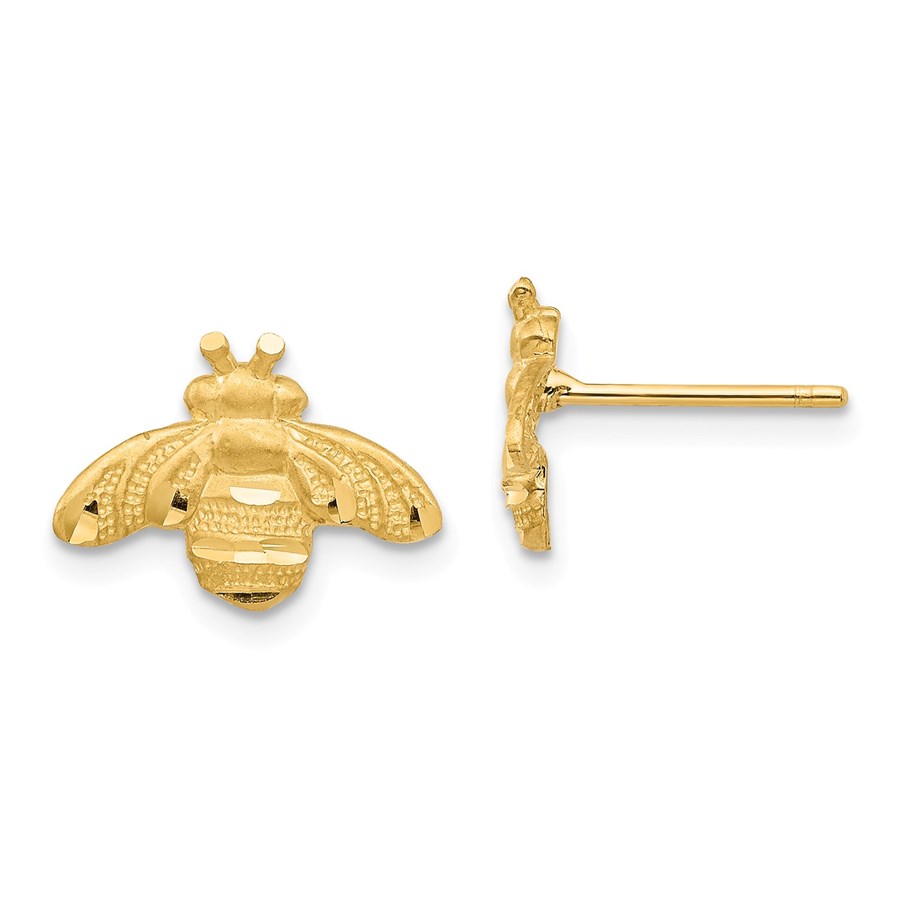 14k Yellow Gold Bee Post Earrings