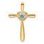 14K Yellow Gold Blue Topaz Cross w/Heart Chain Slide - 26.8 mm