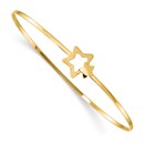 14k Yellow Gold Brushed & Polished Stars Slip On Bangle