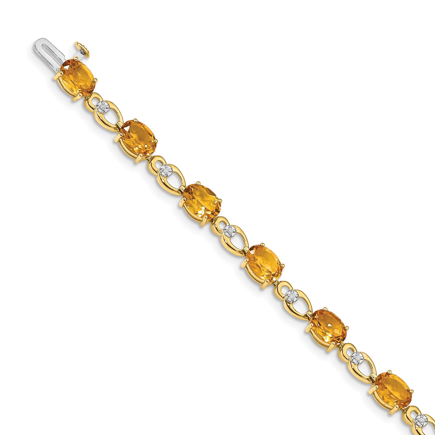 Solid 14k Yellow Gold Citrine Yellow November Gemstone Diamond