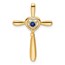 14K Yellow Gold Created Sapphire Cross Chain Slide - 26.8 mm