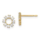 14k Yellow Gold Cubic Zirconia Circle Post Earrings