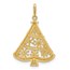 14K Yellow Gold CZ Christmas Tree Pendant - 27.1 mm