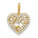 14K Yellow Gold CZ Heart Pendant - 16.9 mm