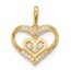 14K Yellow Gold CZ Heart w/in Heart Pendant - 16.9 mm