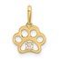 14K Yellow Gold CZ Paw Print Pendant - 14.73 mm