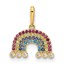 14K Yellow Gold CZ Rainbow and Clouds Pendant - 14.5 mm