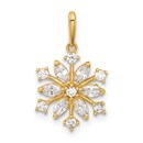 14K Yellow Gold CZ Snowflake Pendant - 19.6 mm