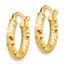 14k Yellow Gold D/C Hoop Earrings - 3x10 mm