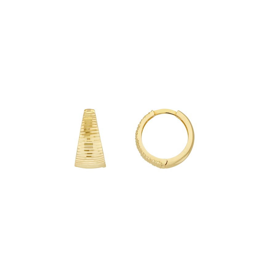 14K Yellow Gold D/C Tapered Reversible Hoop Earring