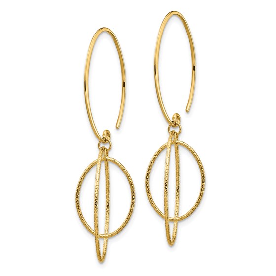 Buy 14k Yellow Gold Dangle Textured Threader Earrings | APMEX